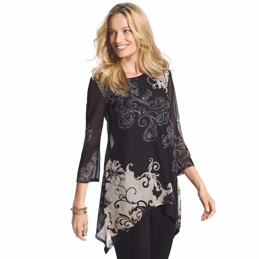 New Chico's Travelers 3/4 Sleeve Tunic Size 0 US S